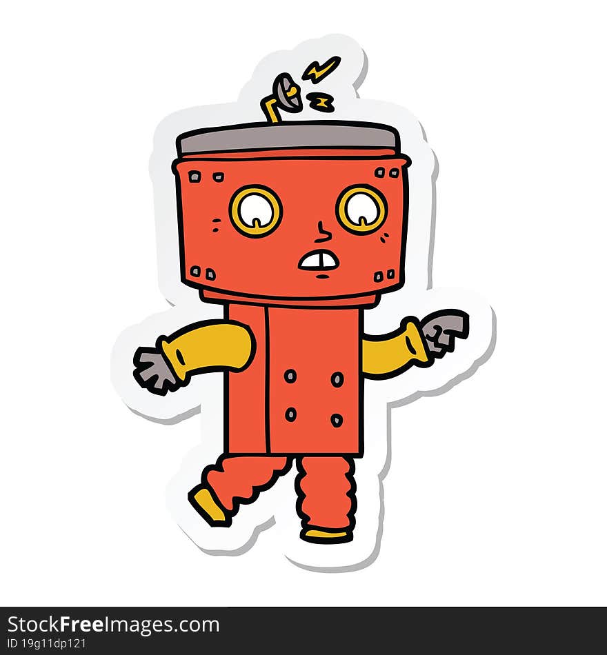 sticker of a cartoon robot pointing