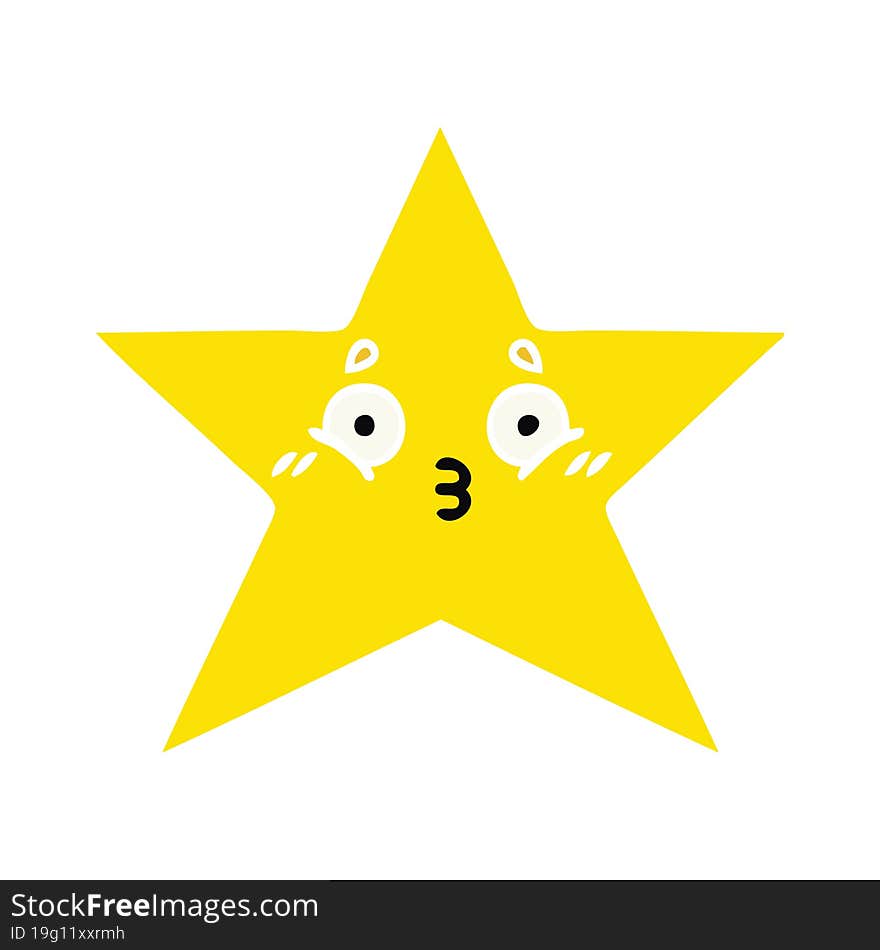 Flat Color Retro Cartoon Gold Star