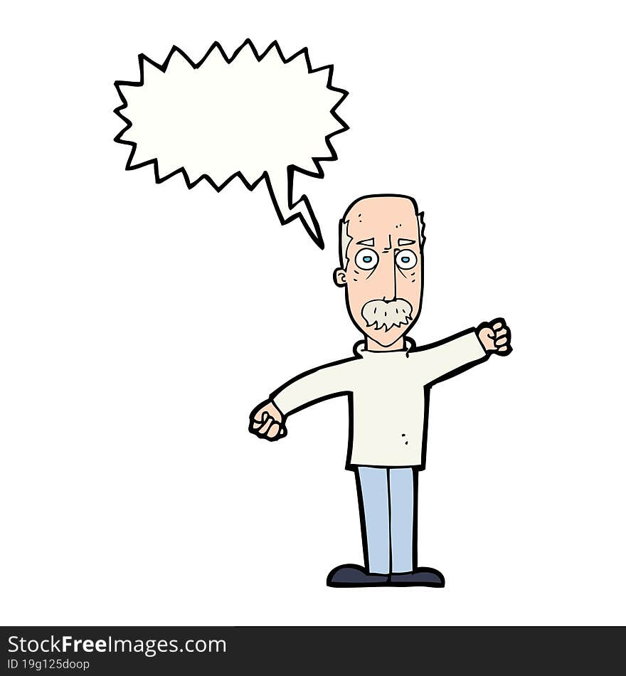 cartoon angry old man with speech bubble