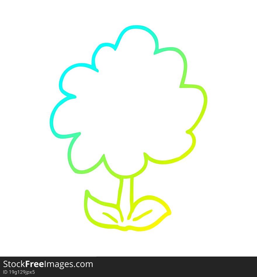 cold gradient line drawing of a cartoon flower