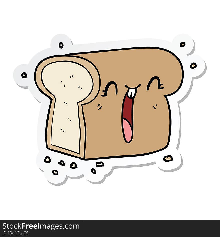 Sticker Of A Cartoon Laughing Loaf Of Bread