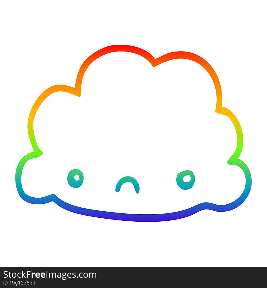 rainbow gradient line drawing cartoon cloud
