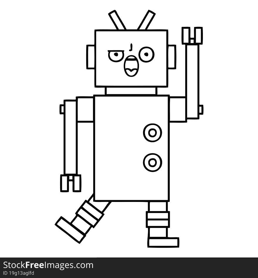 line drawing cartoon angry robot