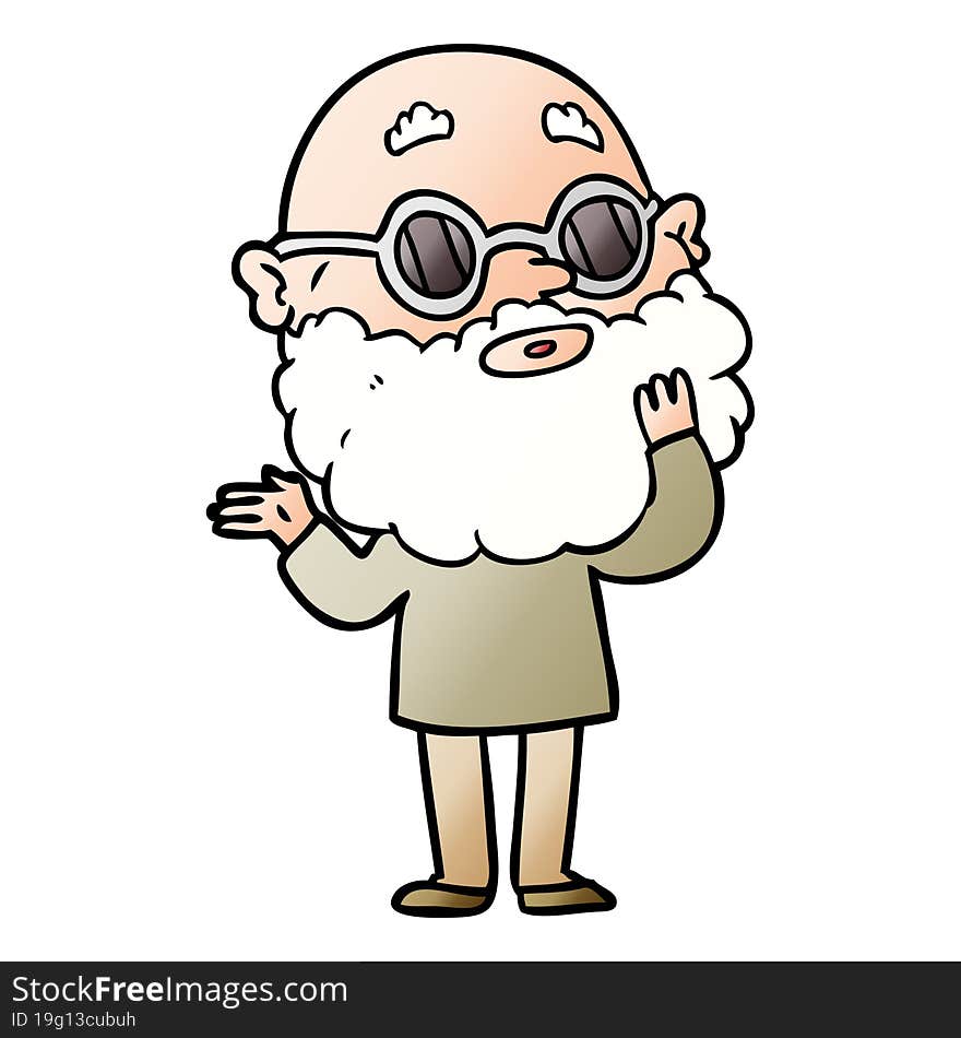 cartoon curious man with beard and glasses. cartoon curious man with beard and glasses