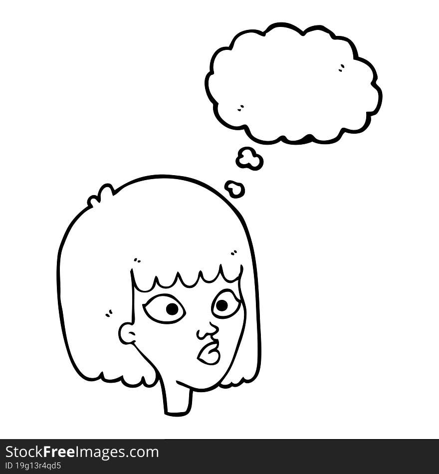 Thought Bubble Cartoon Female Face