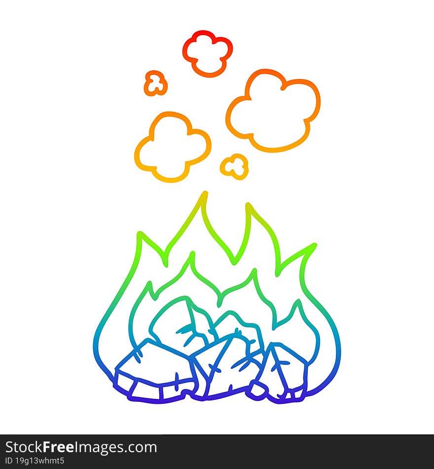 rainbow gradient line drawing cartoon hot coals