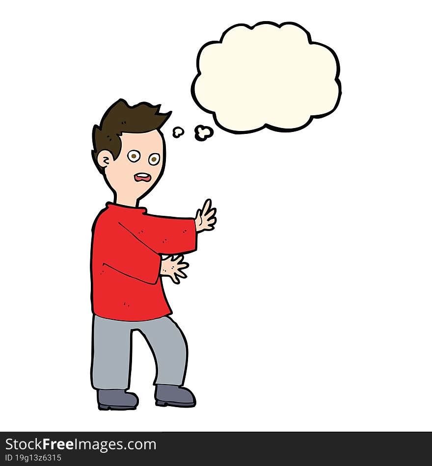 cartoon shocked man with thought bubble