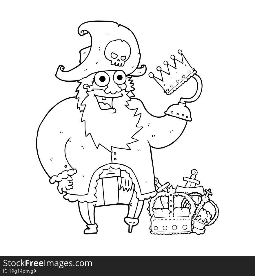 Black And White Cartoon Pirate Captain