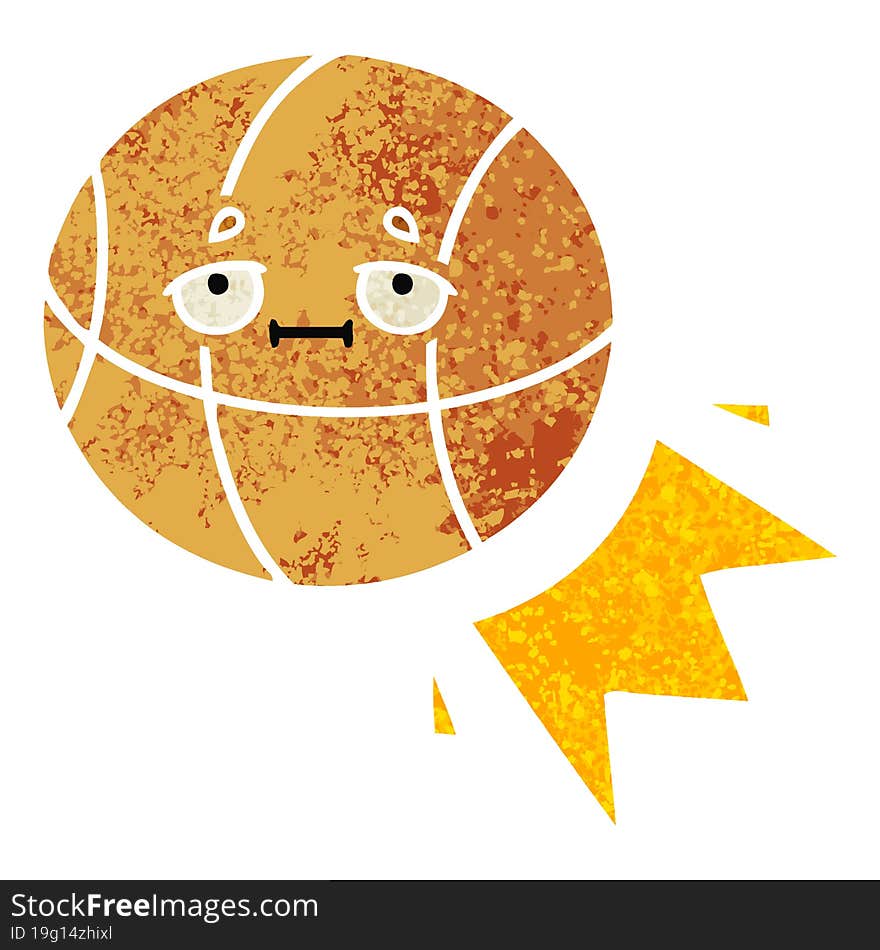 retro illustration style cartoon basketball