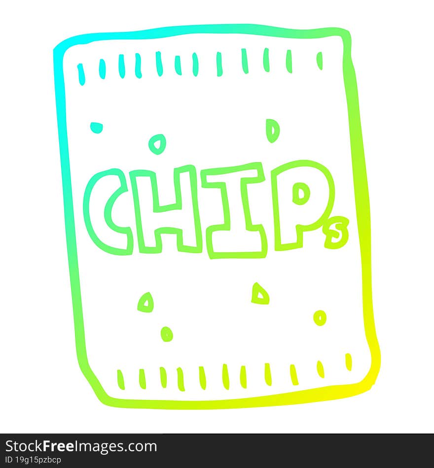 Cold Gradient Line Drawing Cartoon Packet Of Chips