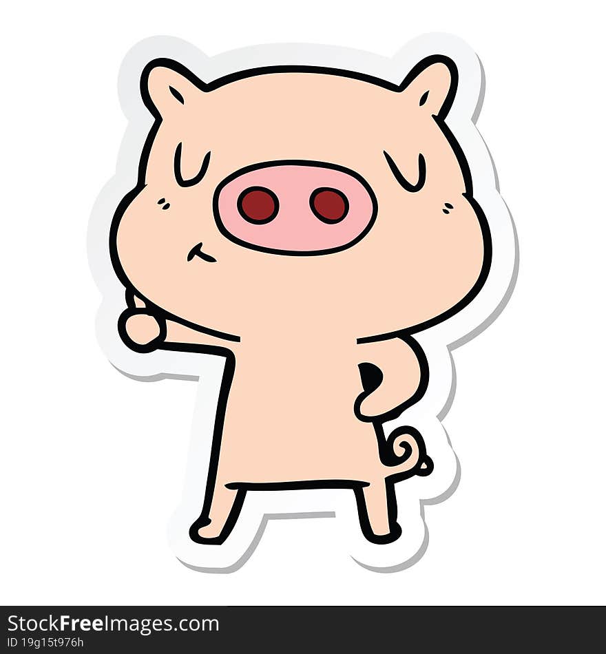 sticker of a cartoon content pig