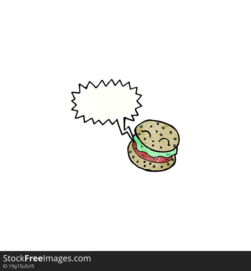 Cartoon Burger With Speech Bubble