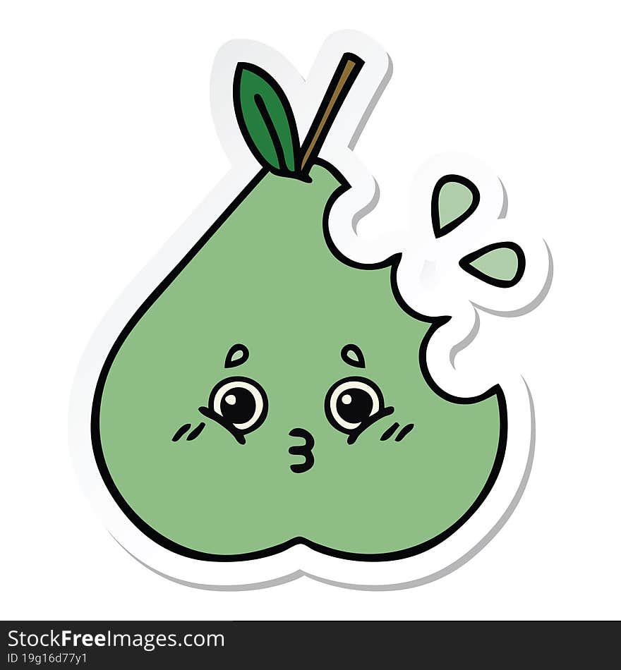 sticker of a cute cartoon pear