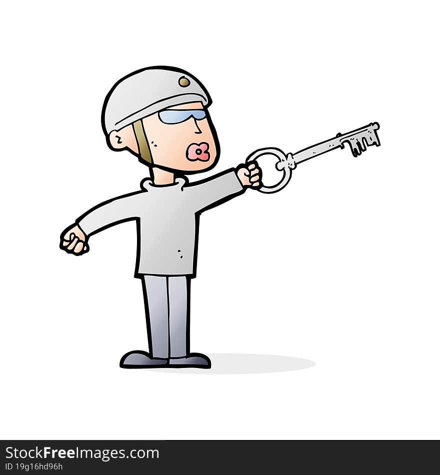 cartoon security guy with key