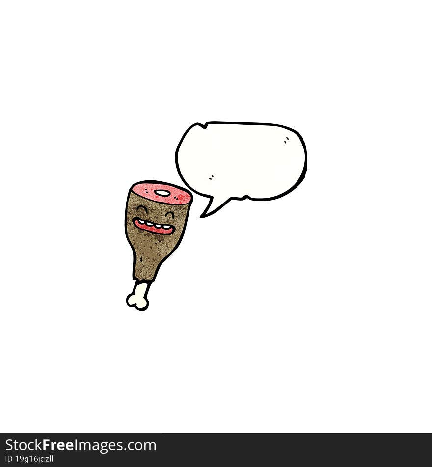 leg of meat cartoon character with speech bubble