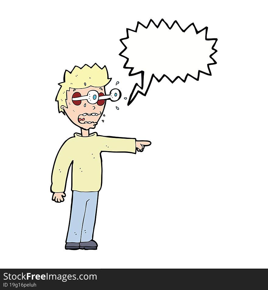 cartoon man with popping out eyes with speech bubble