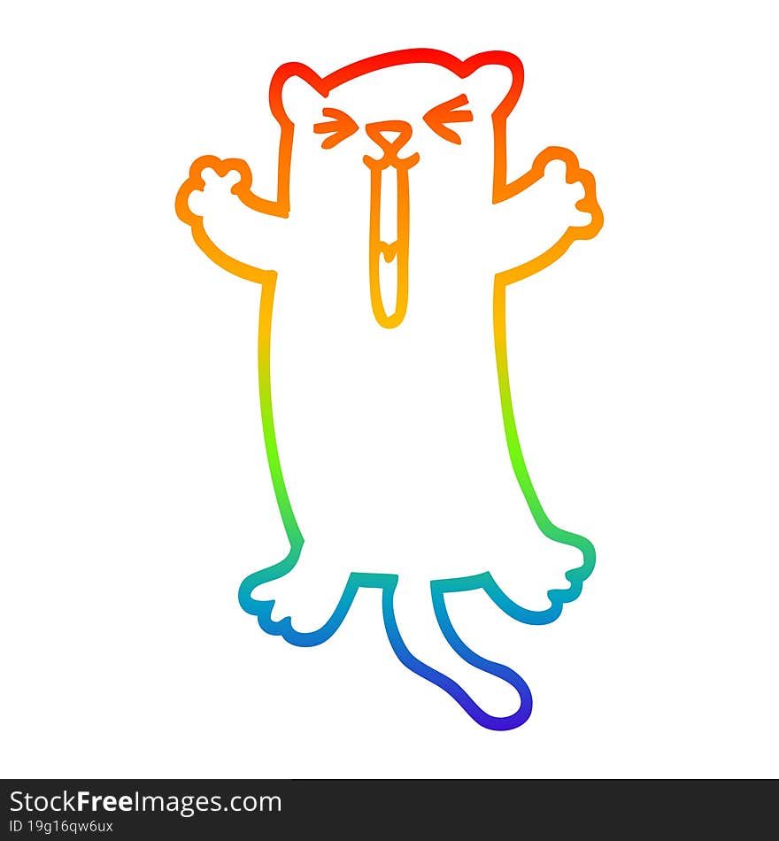 Rainbow Gradient Line Drawing Cartoon Happy Cat