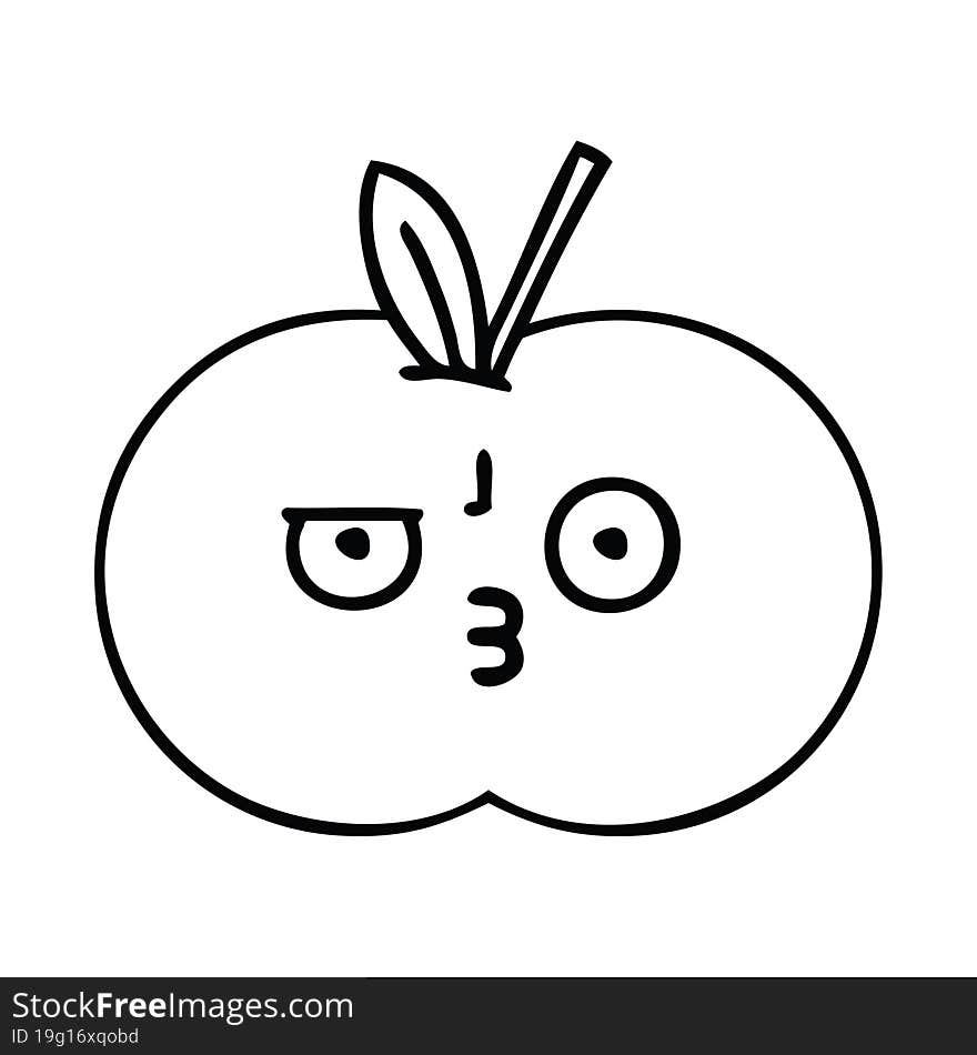 line drawing cartoon juicy apple