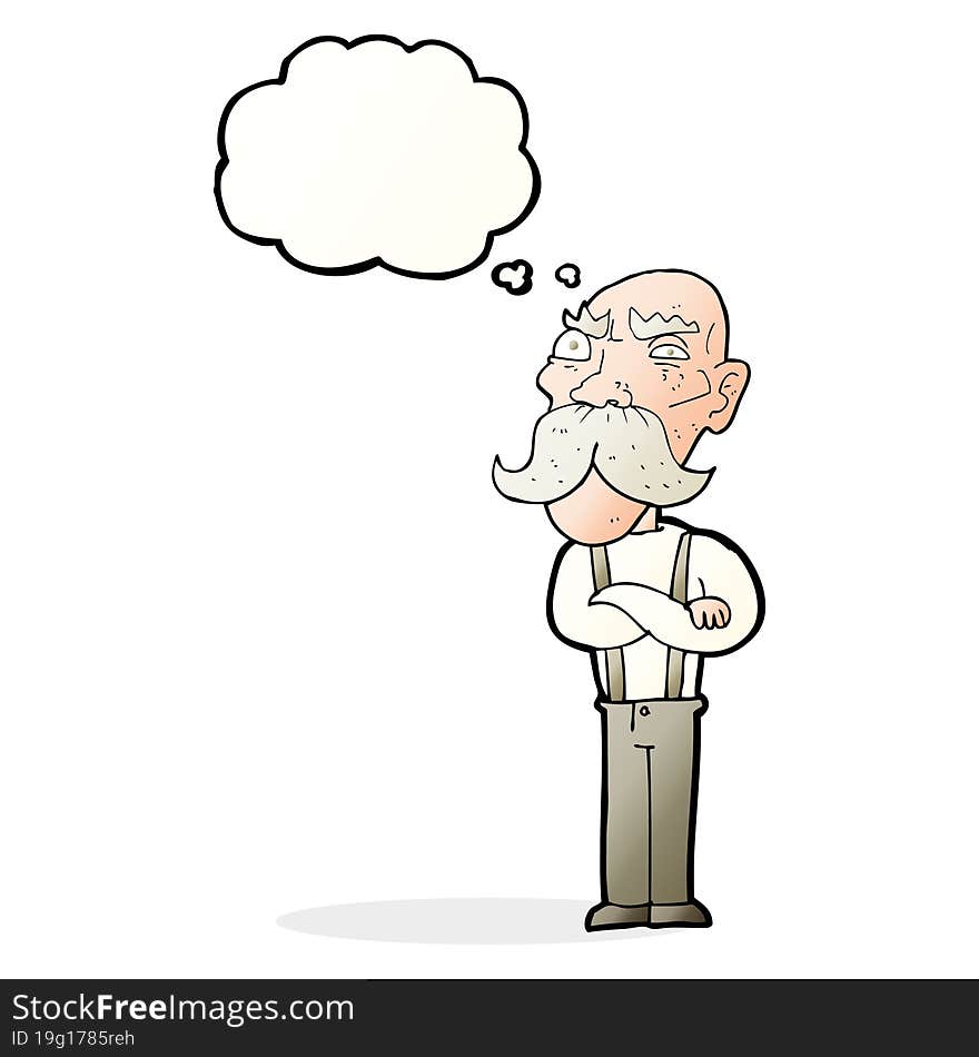 Cartoon Angry Old Man With Thought Bubble