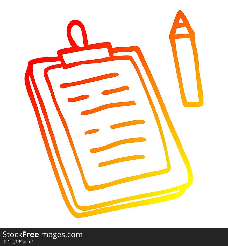 warm gradient line drawing of a cartoon clip board