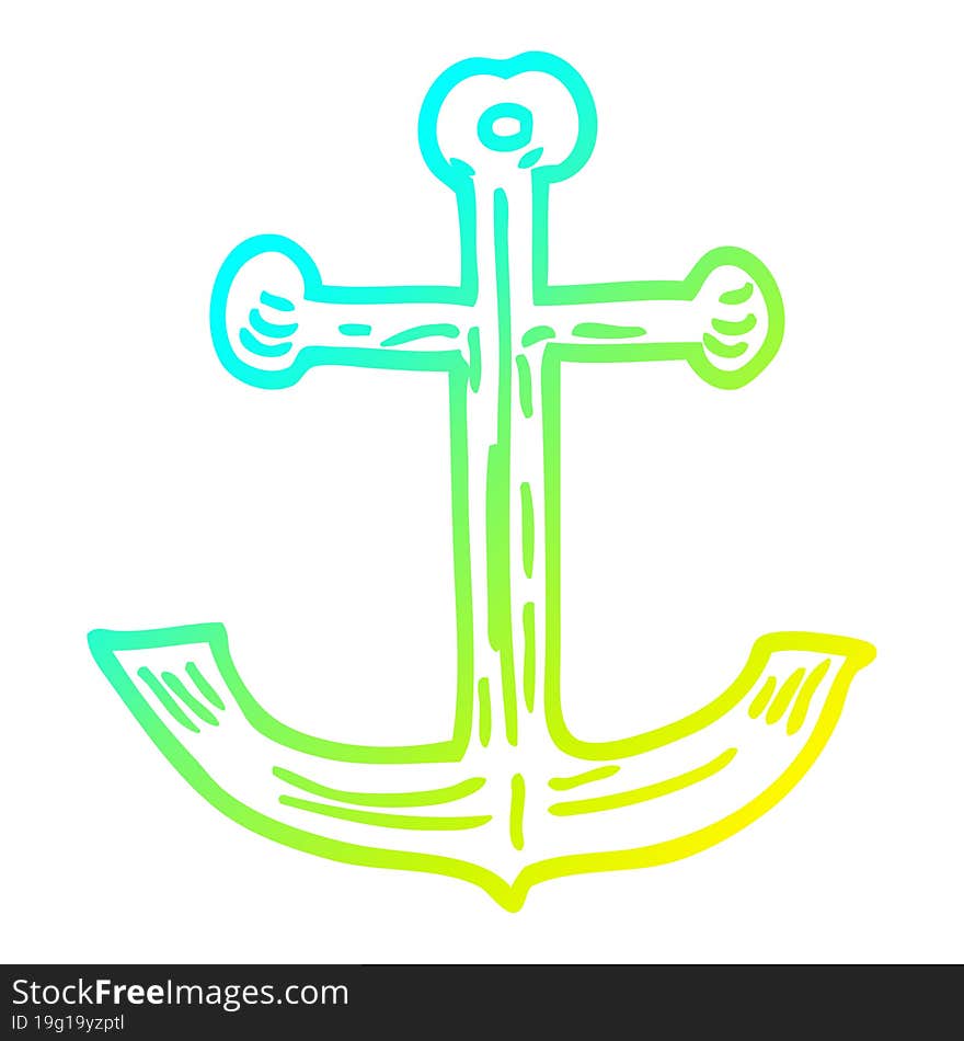 cold gradient line drawing cartoon ships anchor