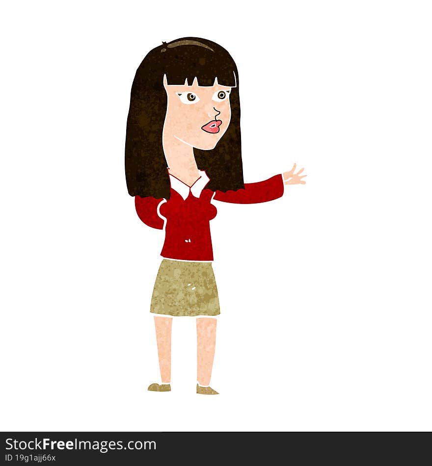 cartoon woman gesturing to show something