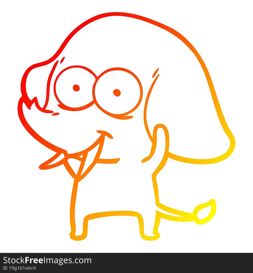 warm gradient line drawing happy cartoon elephant