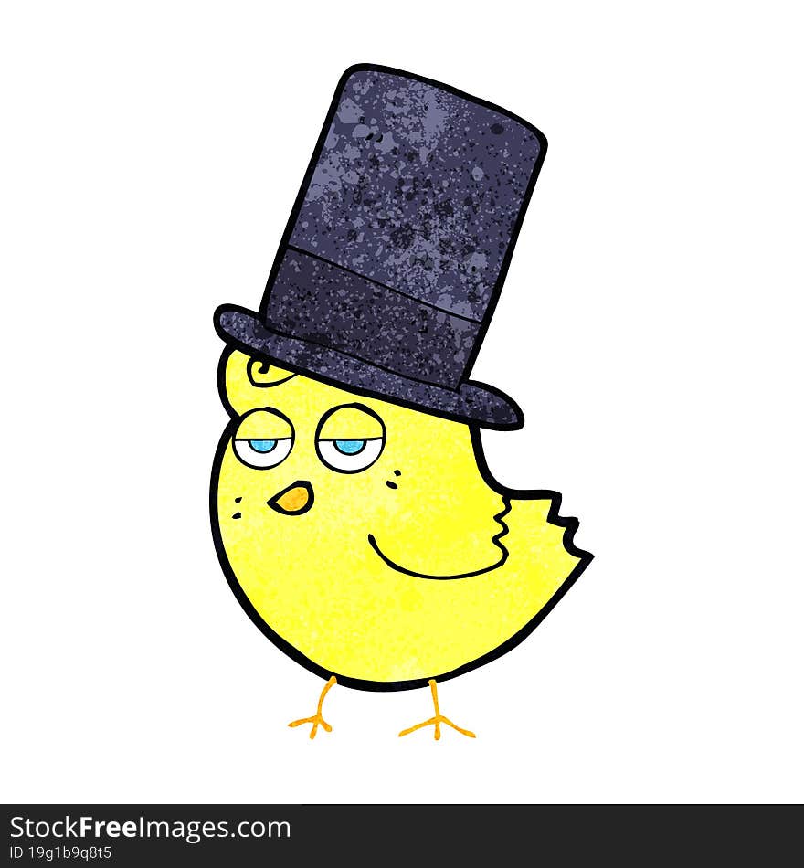 cartoon bird in top hat