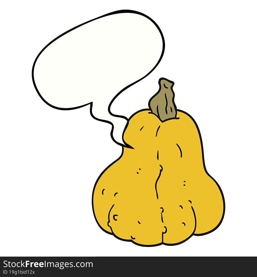 cartoon squash with speech bubble. cartoon squash with speech bubble