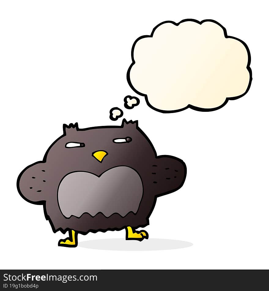 Cartoon Suspicious Owl With Thought Bubble