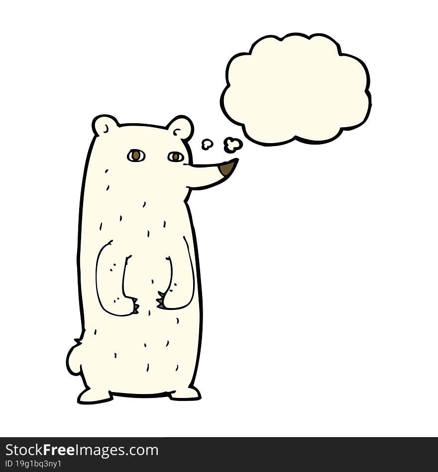 funny cartoon polar bear with thought bubble