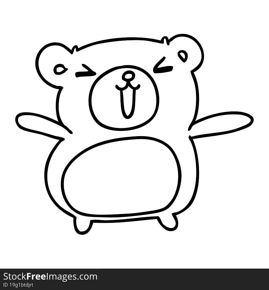 line drawing illustration kawaii cute teddy bear. line drawing illustration kawaii cute teddy bear