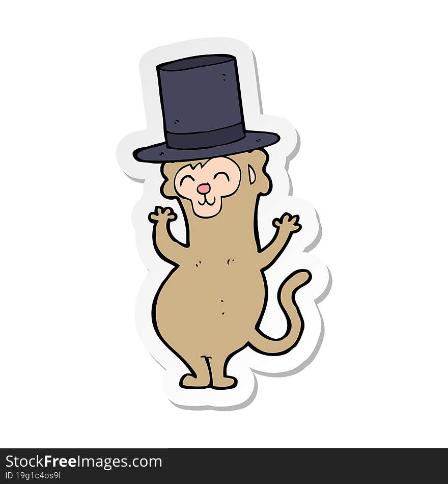 Sticker Of A Cartoon Monkey Wearing Top Hat