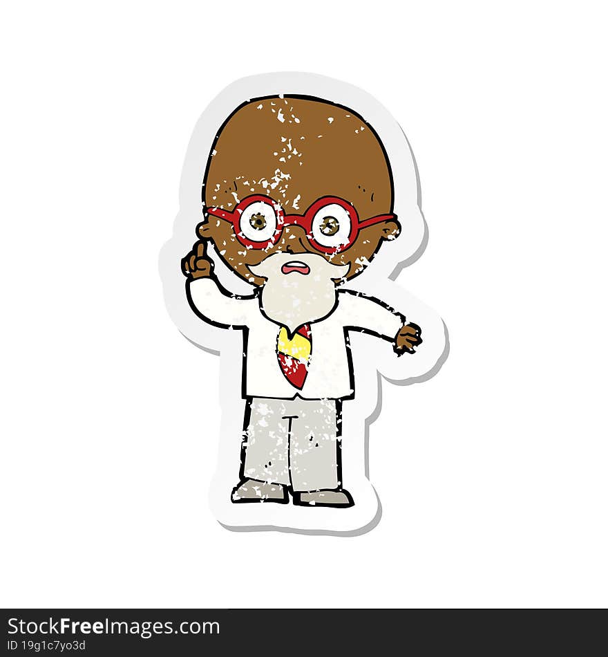 retro distressed sticker of a cartoon professor