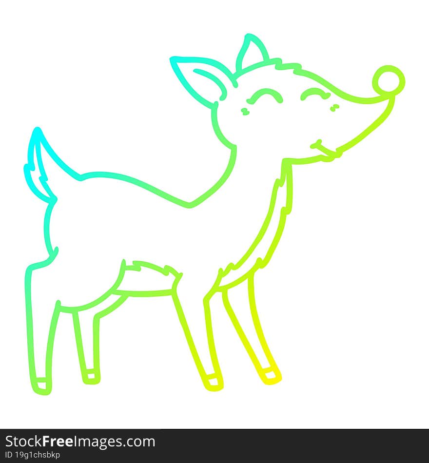 Cold Gradient Line Drawing Cartoon Deer