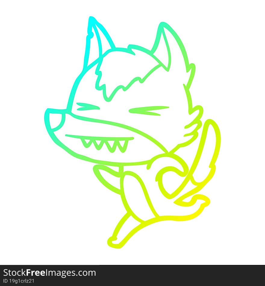 cold gradient line drawing angry wolf running