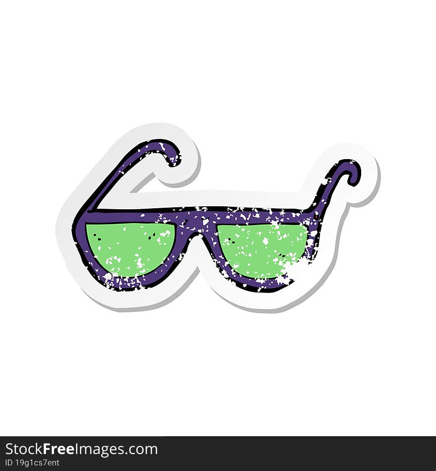 retro distressed sticker of a cartoon sunglasses