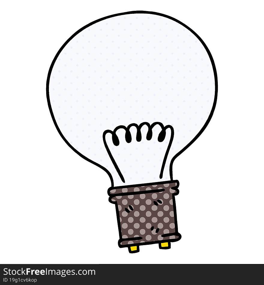 quirky comic book style cartoon light bulb