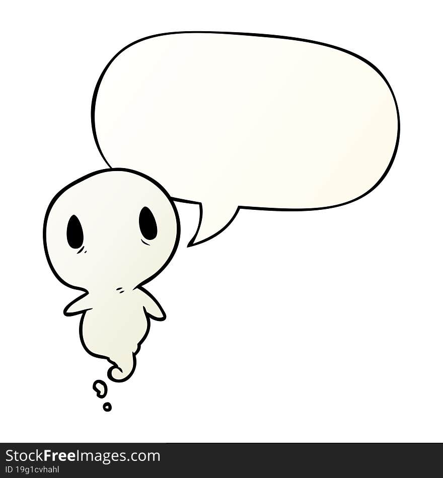 cute cartoon ghost with speech bubble in smooth gradient style