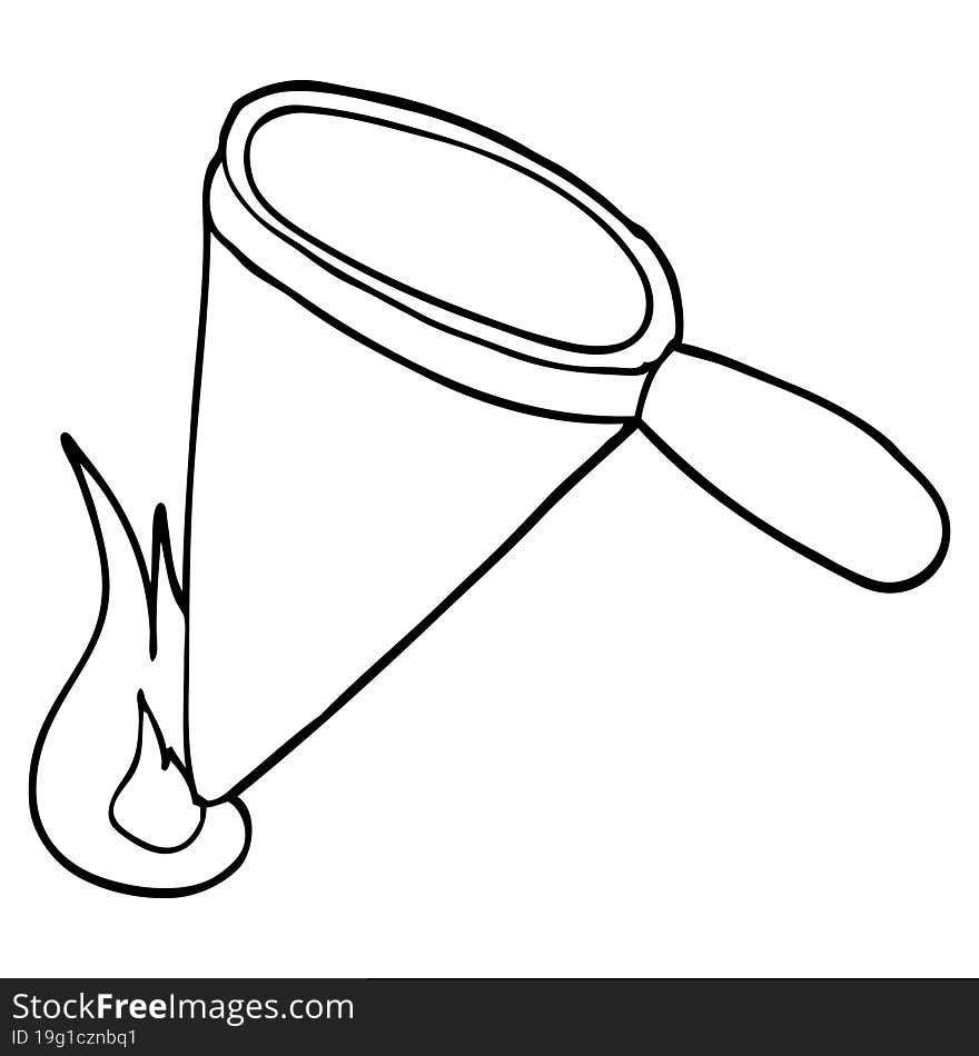 Line Drawing Cartoon Magnifying Glass