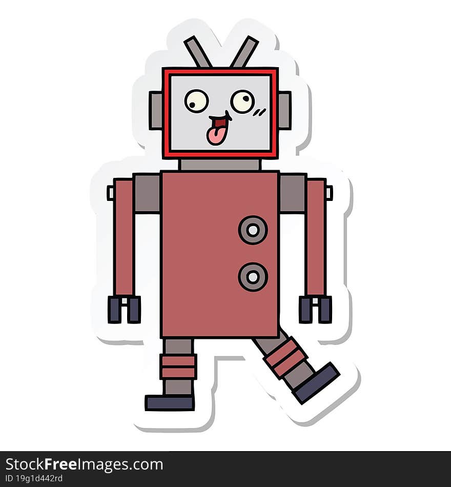 Sticker Of A Cute Cartoon Robot