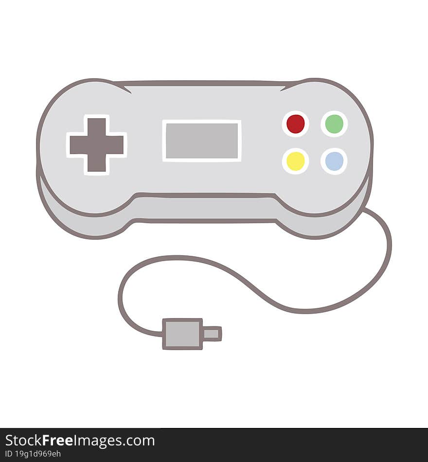 flat color retro cartoon game controller