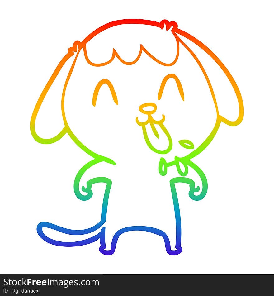 rainbow gradient line drawing of a cute cartoon dog