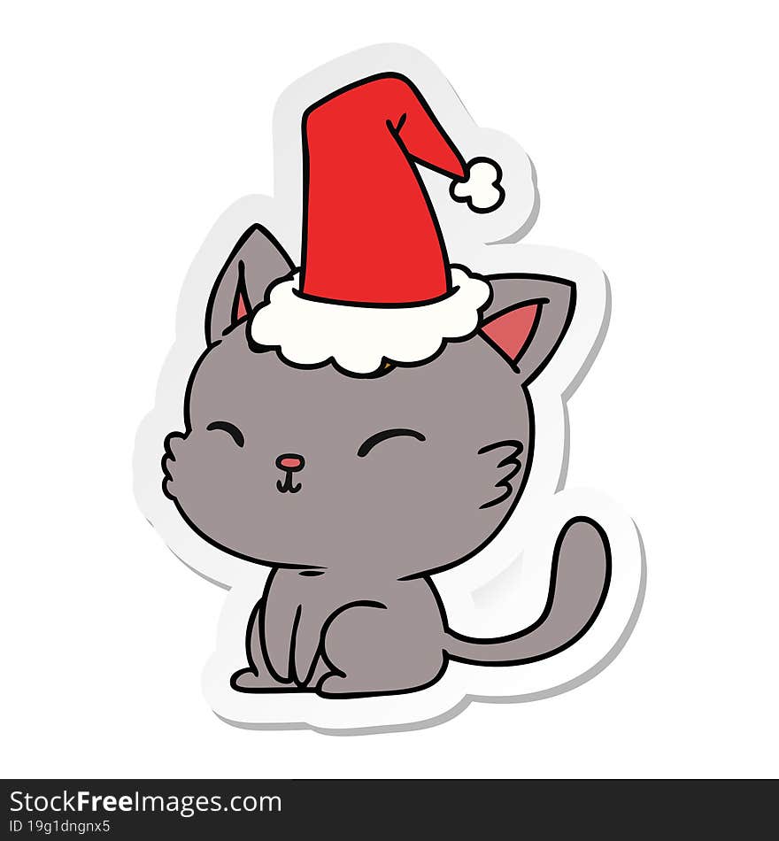 christmas sticker cartoon of kawaii cat