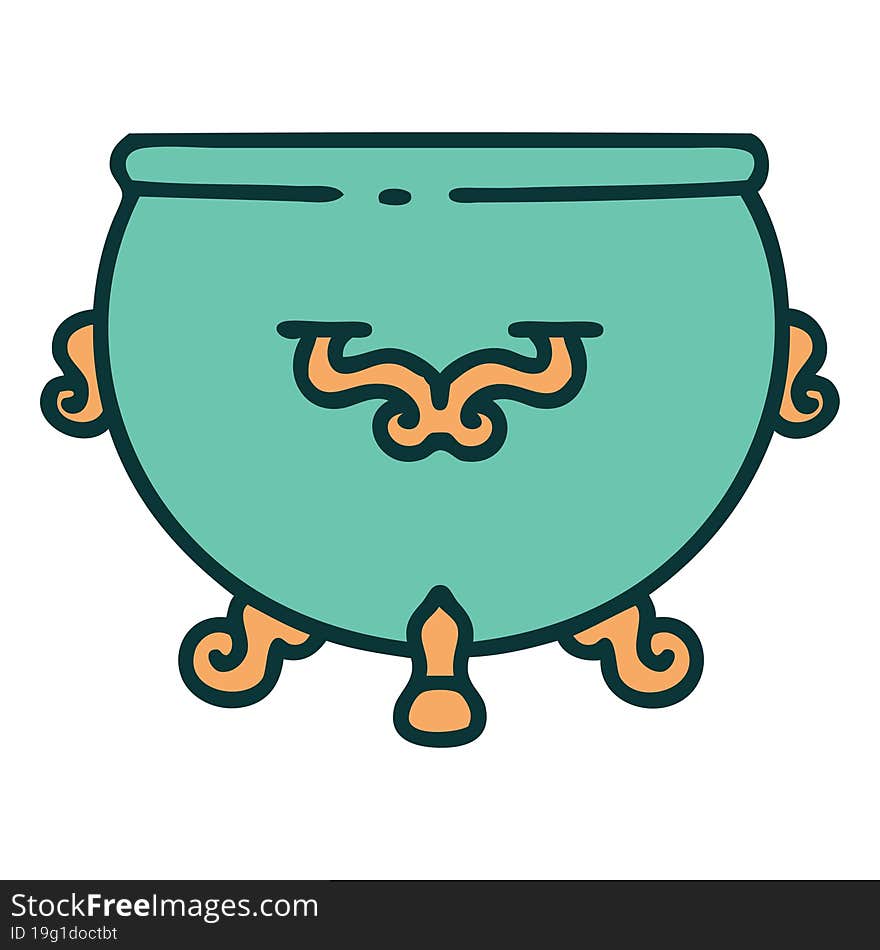 Tattoo Style Icon Of Cauldron