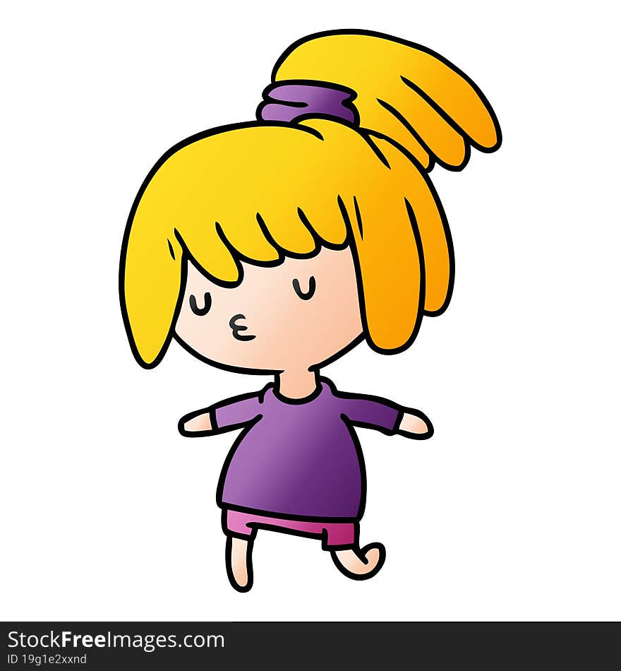 gradient cartoon illustration of a cute kawaii girl. gradient cartoon illustration of a cute kawaii girl