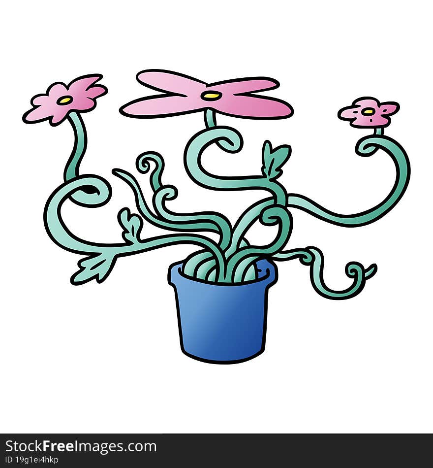 hand drawn gradient cartoon doodle of a flower plant