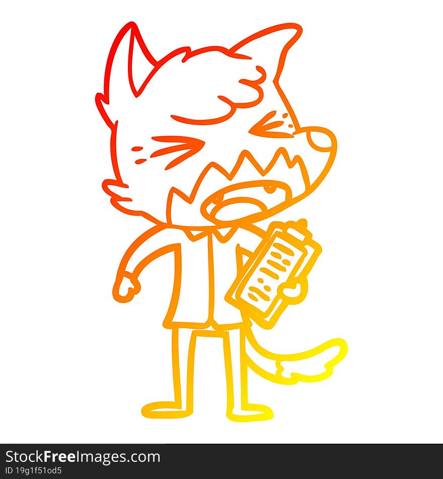 warm gradient line drawing angry cartoon fox