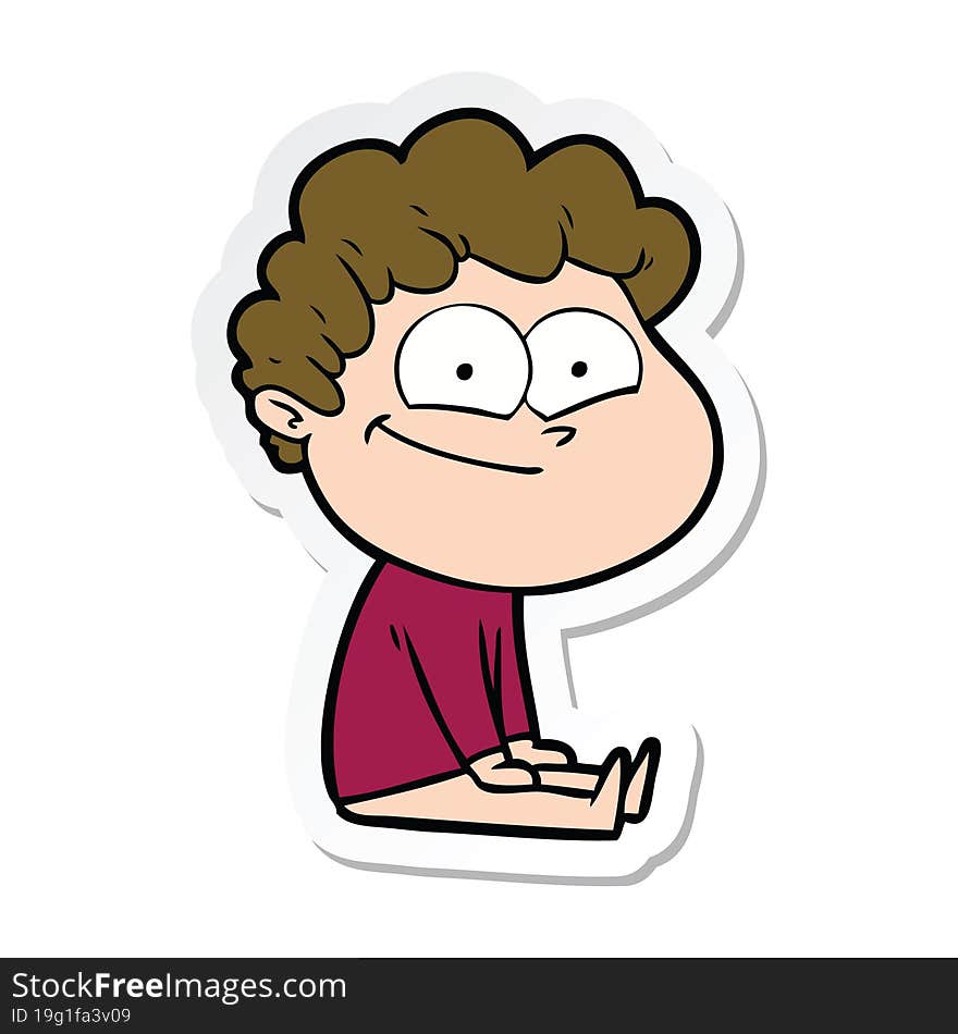 sticker of a cartoon happy man