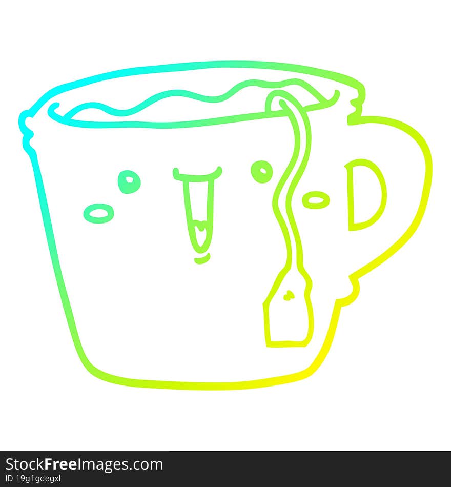 cold gradient line drawing cute cartoon coffee cup